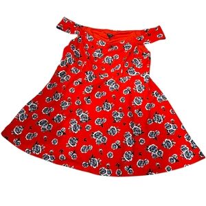 Torrid 4 red floral off the shoulder textured dress nwt